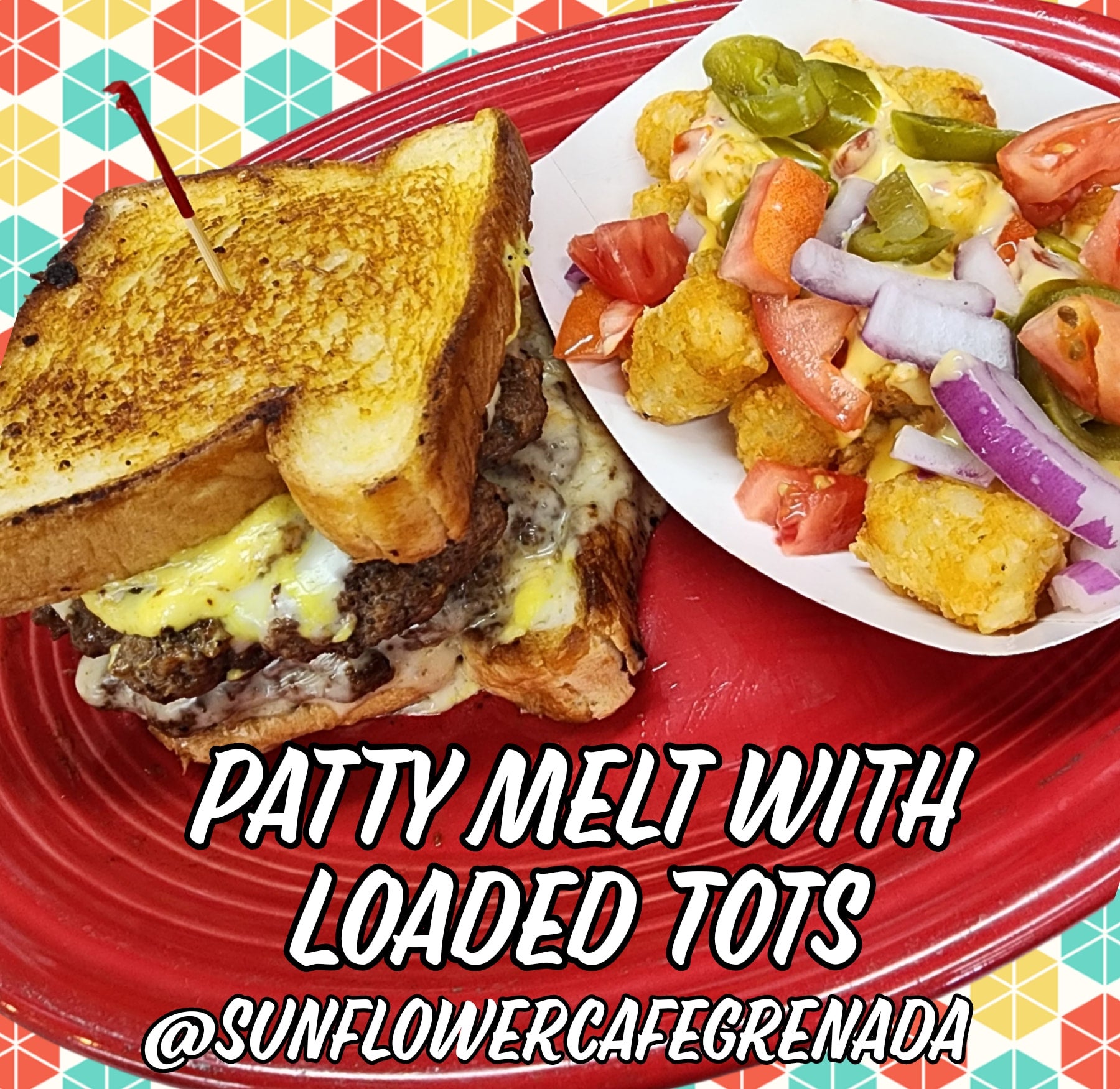 Patty melt with loaded tater tots sunflower cafe grill grenada ms