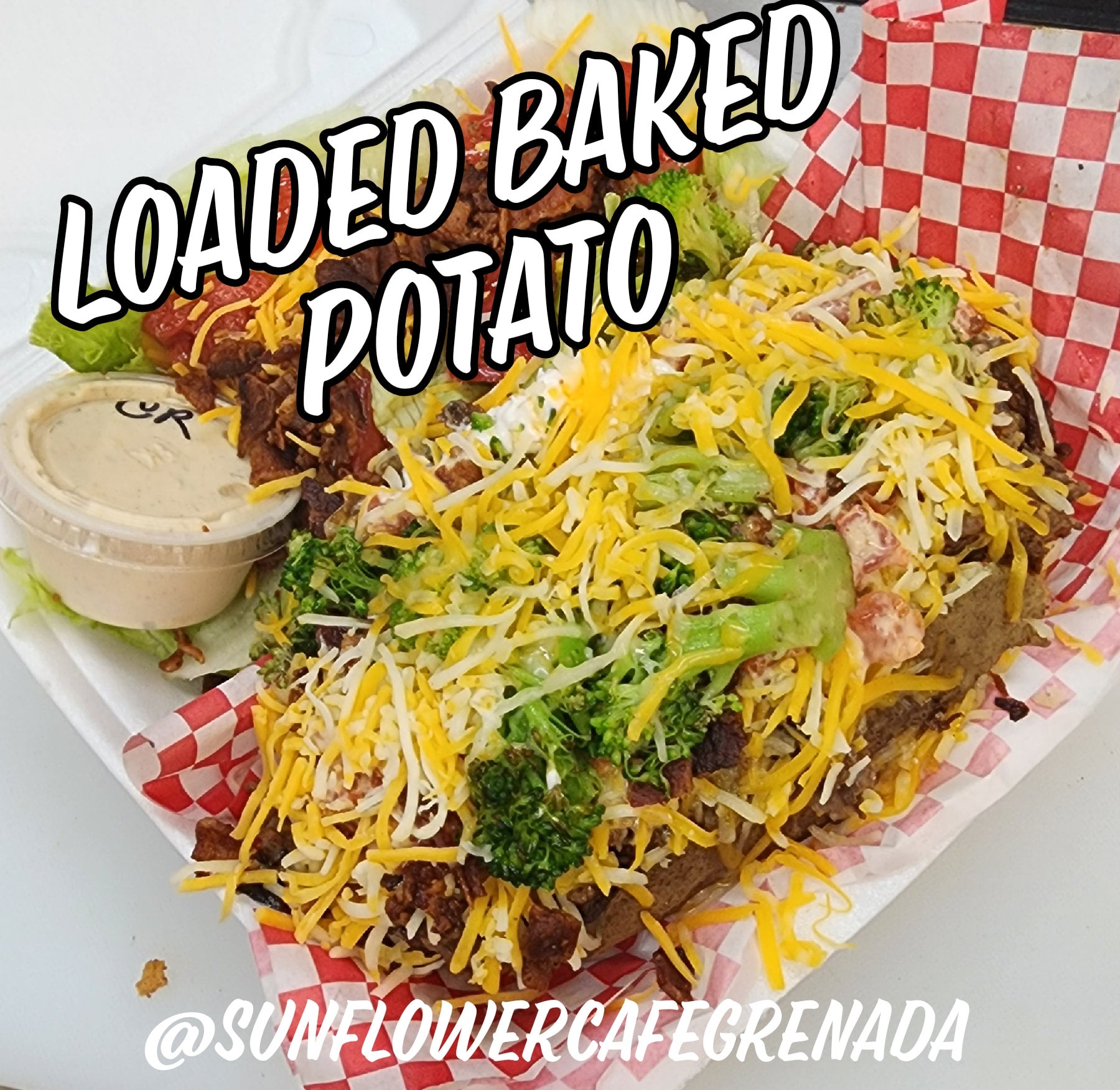 Loaded Baked Potato Choice of Meat Sunflower Cafe & Grill Grenada, MS