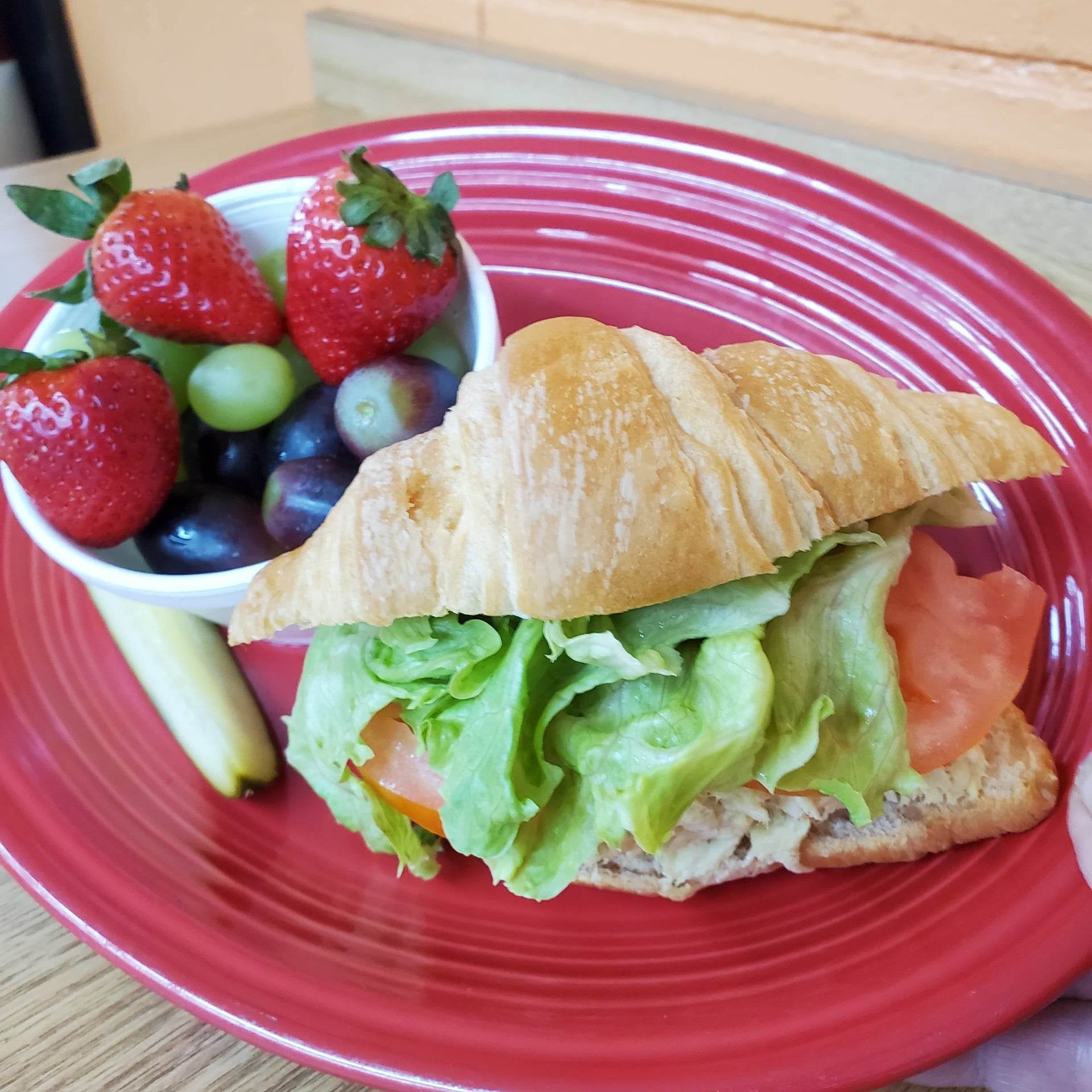 Chicken Salad on Croissant with Choice of Side Sunflower Cafe & Grill
